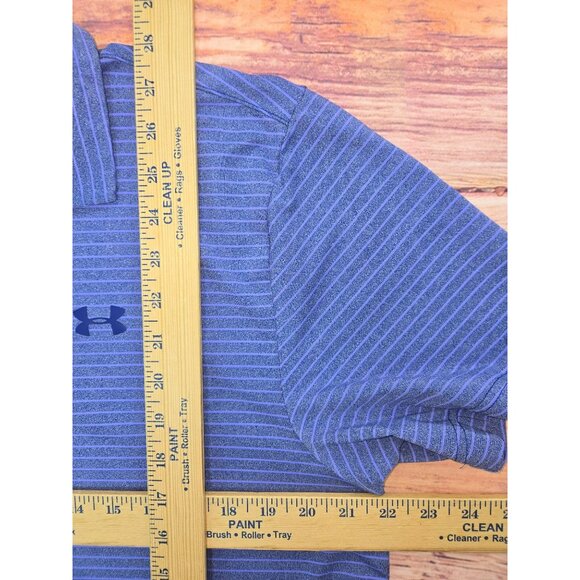 Under Armour Mens HeatGear Loose Fit Striped Polo Large Purple - Picture 7 of 7